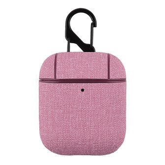 AirPods 1/2 hoesje - Hard Case - Roze - Linnen patroon