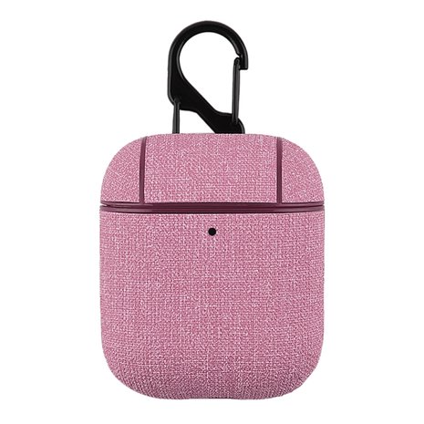 AirPods 1/2 hoesje - Hard Case - Roze - Linnen patroon