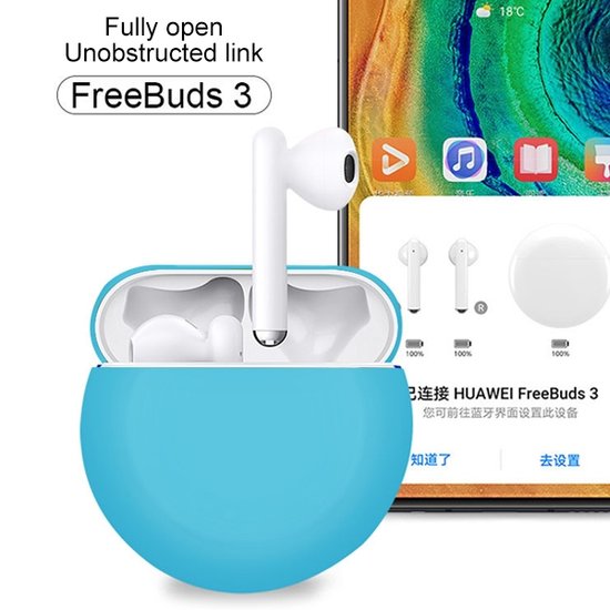Huawei FreeBuds 3 siliconen hoesje - liquid series - licht blauw