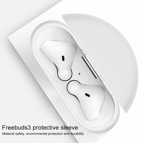 Huawei FreeBuds 3 siliconen hoesje - storage series - Met bevestigingsclip - wit