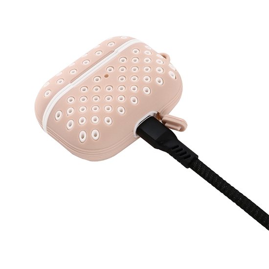AirPods Pro siliconen hoesje Holow series - Met bevestigingsclip - licht roze