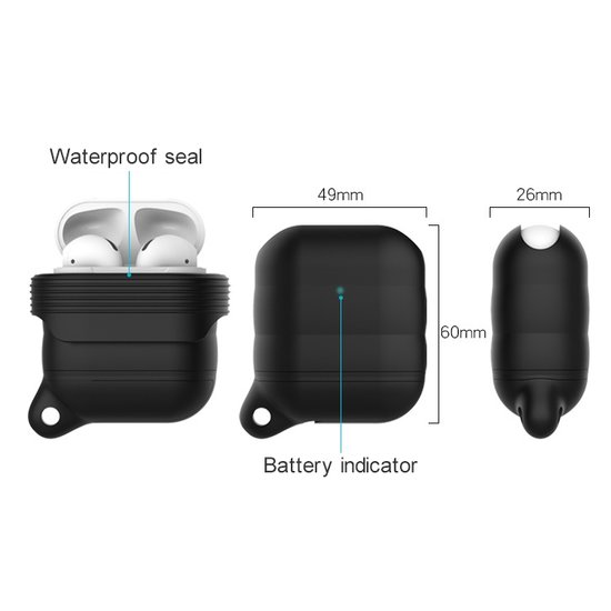AirPods 1/2 hoesje siliconen waterproof series - soft case - zwart + wit