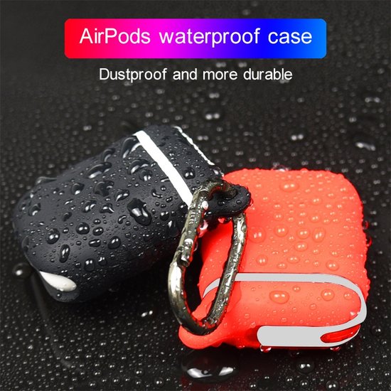 AirPods 1/2 hoesje siliconen waterproof series - soft case - wit + rood