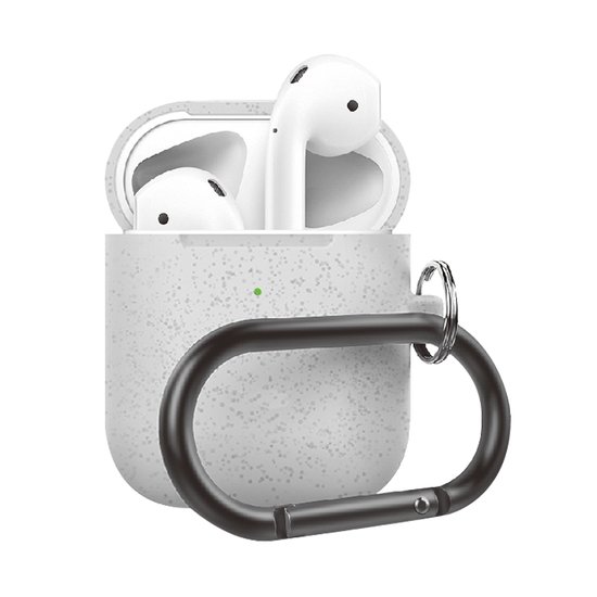 AirPods 1/2 hoesje siliconen chargebox Series - soft case - zilver pearl - UV bescherming