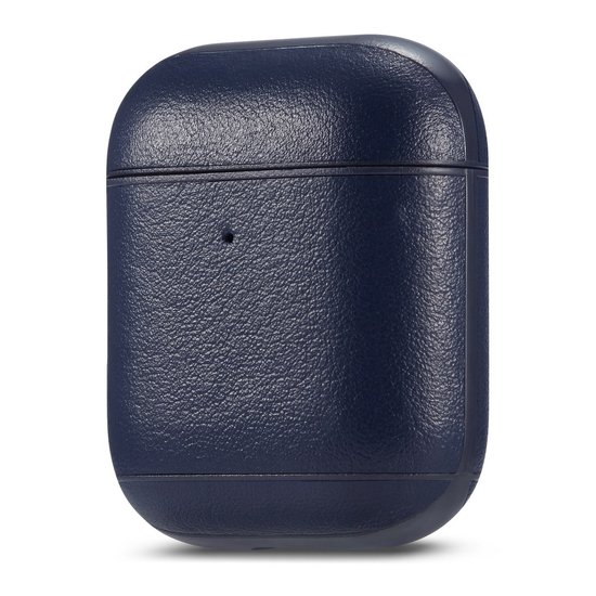 AirPods 1/2 hoesje Genuine Leather Series - hard case - donker blauw