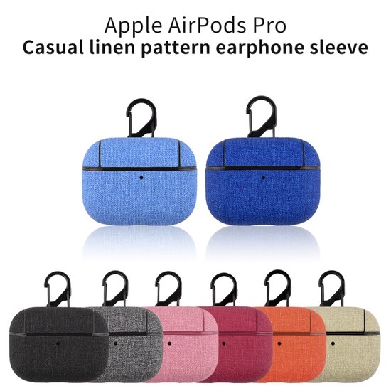 AirPods Pro hoesje - Hard Case - Lichtblauw - Linnen patroon