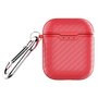 AirPods carbon fiber hoesje voor AirPods 1/2 - Rood + handige clip AirPods carbon fiber hoesje voor AirPods 1/2 - Rood + handige clip