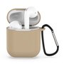 AirPods siliconen hoesje voor AirPods 1/2 - Khaki + handige clip AirPods siliconen hoesje voor AirPods 1/2 - Khaki + handige clip