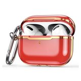 AirPods Pro hoesje - TPU - Split series - Rood + Goud (transparant)_