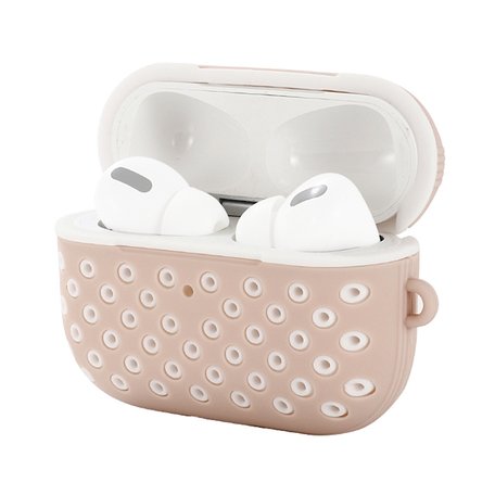 AirPods Pro siliconen hoesje Holow series - Met bevestigingsclip - licht roze