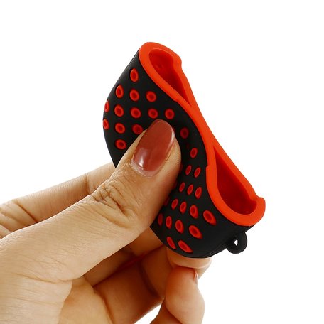 AirPods Pro siliconen hoesje Holow series - Met bevestigingsclip - Zwart + rood