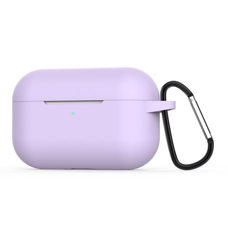 AirPods Pro siliconen hoesje met karabiner haak - Paars