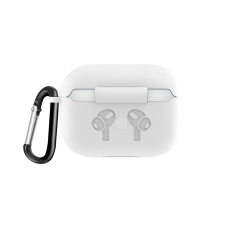 AirPods Pro / AirPods Pro 2 siliconen hoesje met karabiner haak - Wit