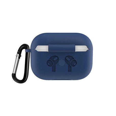 AirPods Pro siliconen hoesje met karabiner haak - Donkerblauw