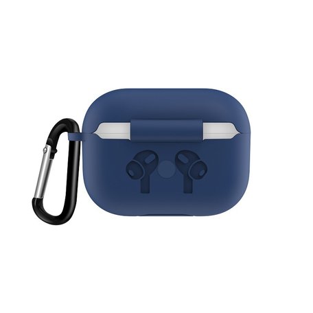 AirPods Pro / AirPods Pro 2 siliconen hoesje met karabiner haak - Donkerblauw