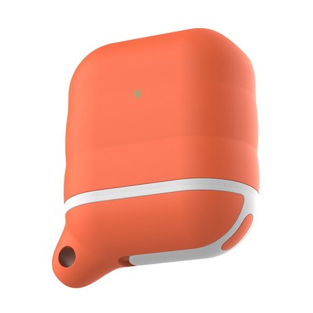 AirPods 1/2 hoesje siliconen waterproof series - soft case - oranje + wit