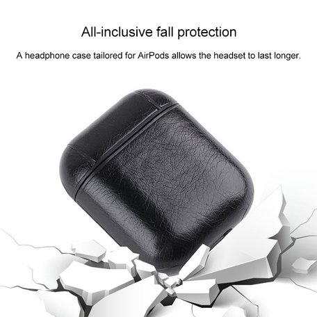 AirPods 1/2 hoesje Litchi PU Series - hard case - zwart