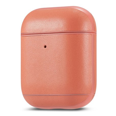 AirPods 1/2 hoesje Genuine Leather Series - hard case - roze