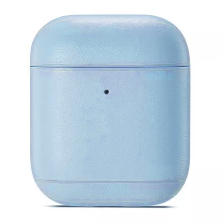 AirPods 1/2 hoesje Genuine Leather Series - hard case - licht blauw