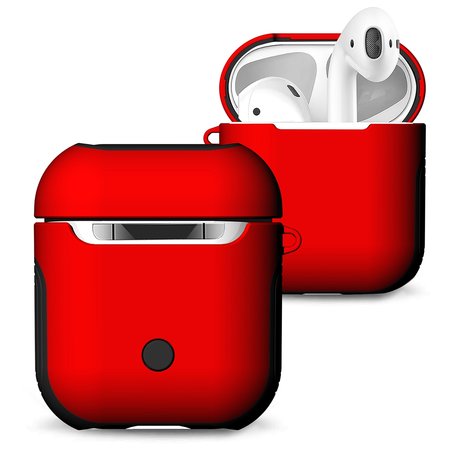 AirPods 1/2 hoesje soft grip - hard case - rood - Schokbestendig