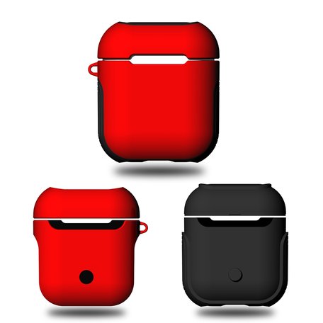 AirPods 1/2 hoesje soft grip - hard case - rood - Schokbestendig