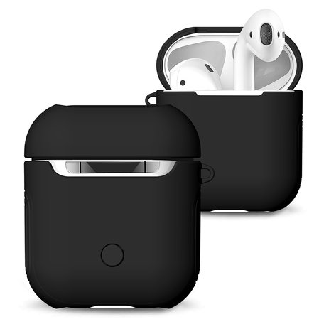 AirPods 1/2 hoesje soft grip - hard case - zwart - Schokbestendig