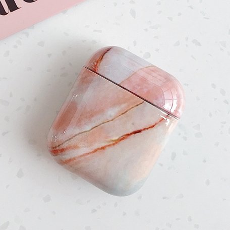 AirPods 1/2 hoesje Marble series - hard case - Marble roze - Schokbestendig