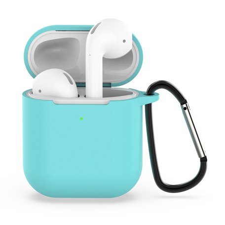 AirPods siliconen hoesje voor AirPods 1/2 - Mint groen + handige clip