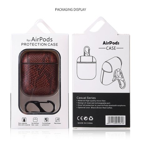 AirPods 1/2 hoesje PU Leer Slangenleer - Zilver