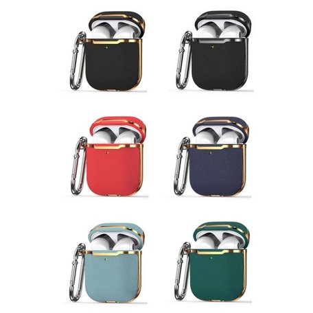 AirPods 1/2 hoesje - Hardcase - Plated series - Blauw + Goud