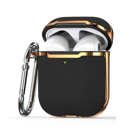 AirPods 1/2 hoesje - Hardcase - Plated series - Zwart + Goud