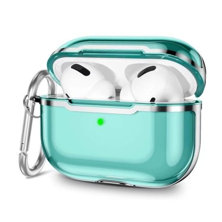 AirPods Pro / AirPods Pro 2 hoesje - TPU - Split series - Groen + Zilver (transparant)