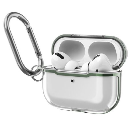 AirPods Pro / AirPods Pro 2 hoesje - TPU - Split series - Transparant / Groen