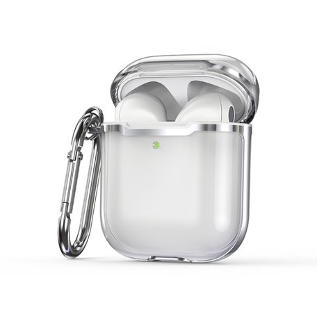 AirPods 1/2 hoesje - TPU - Split series - Transparant / Zilver