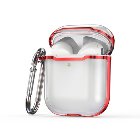AirPods 1/2 hoesje - TPU - Split series - Transparant / Rood