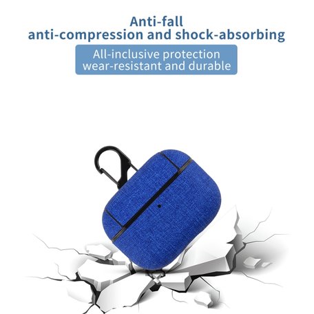 AirPods Pro hoesje - Hard Case - Blauw - Linnen patroon