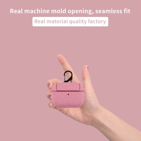 AirPods Pro hoesje - Hard Case - Roze - Linnen patroon