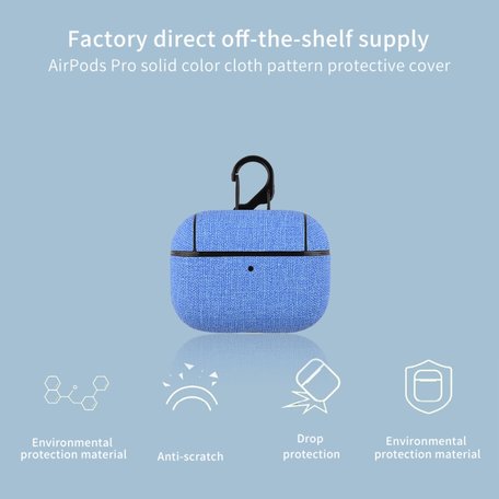 AirPods Pro hoesje - Hard Case - Lichtblauw - Linnen patroon