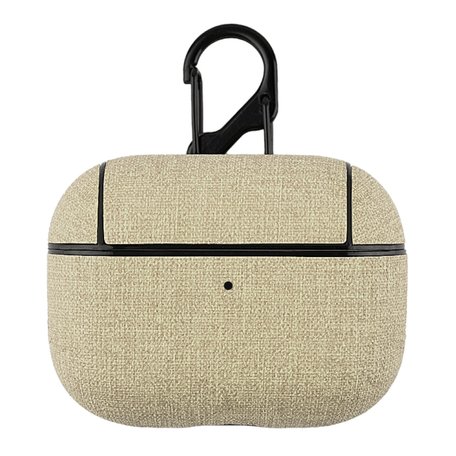 AirPods Pro hoesje - Hard Case - Beige - Linnen patroon