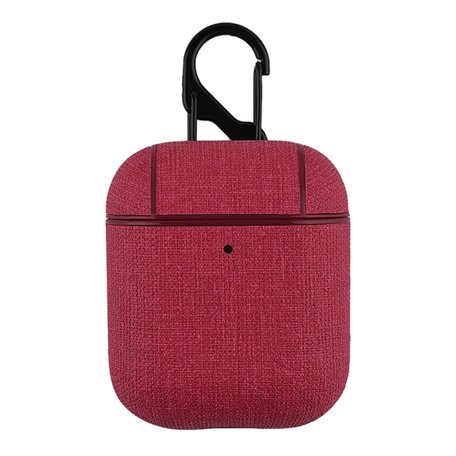 AirPods 1/2 hoesje - Hard Case - Rood - Linnen patroon