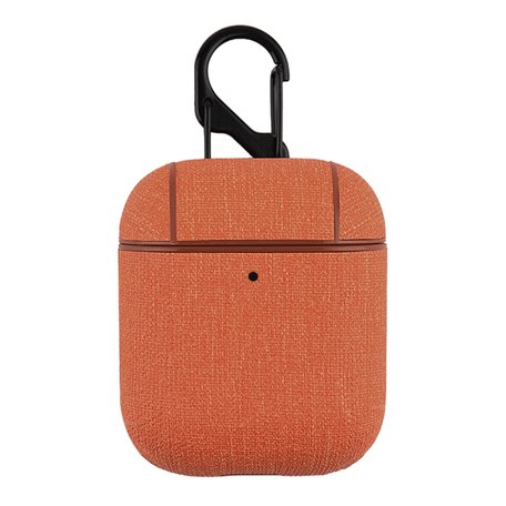 AirPods 1/2 hoesje - Hard Case - Oranje - Linnen patroon